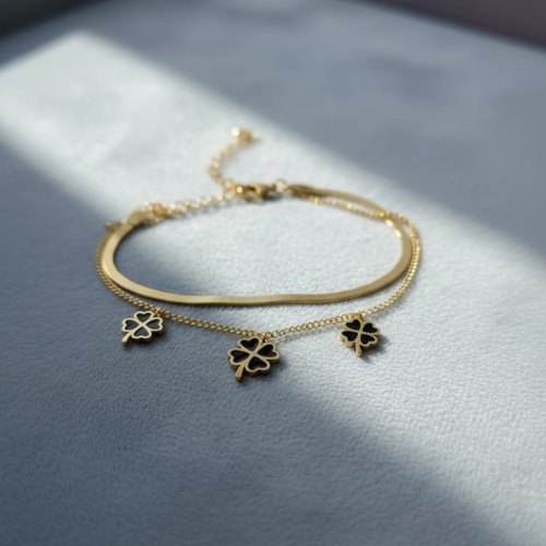 Clover Charm Duo Bracelet