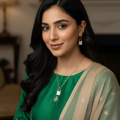 Lustra Lock Charm Set (Necklace + Earrings)