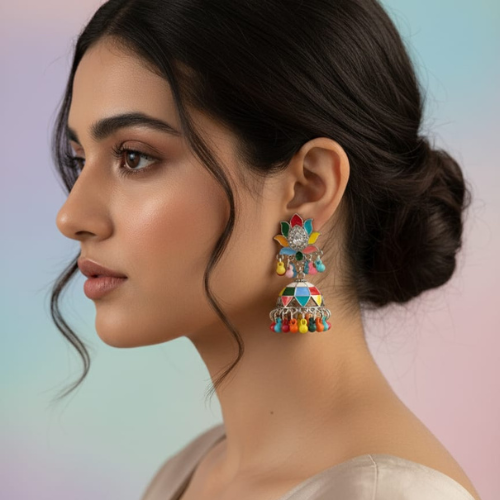 Lotus Bloom Jhumka Earrings