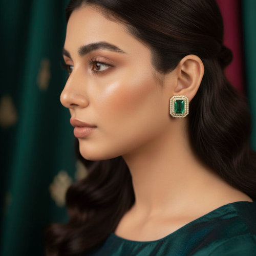 Emerald Halo Luxe Ear Studs
