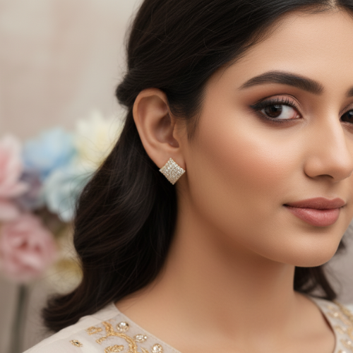 Aurelia Crystal Square Ear Studs