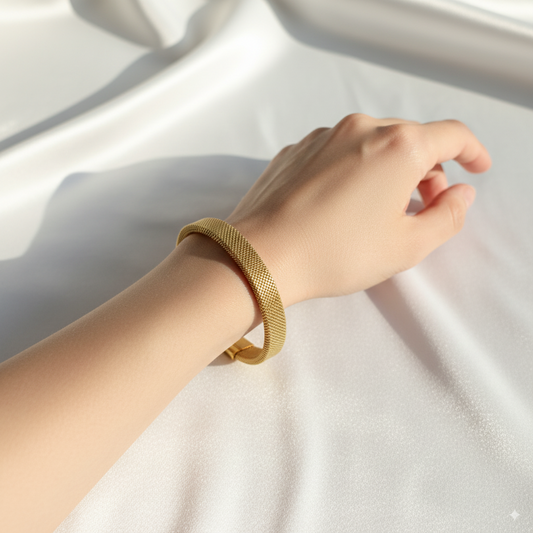 Golden Mesh Open Bangle