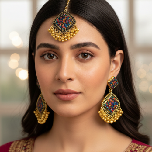 Royal Multicolor Jhumar & Earrings Set