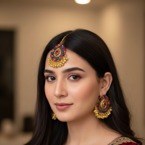 Vibrant Multi-Color Jhumar and Earrings Set