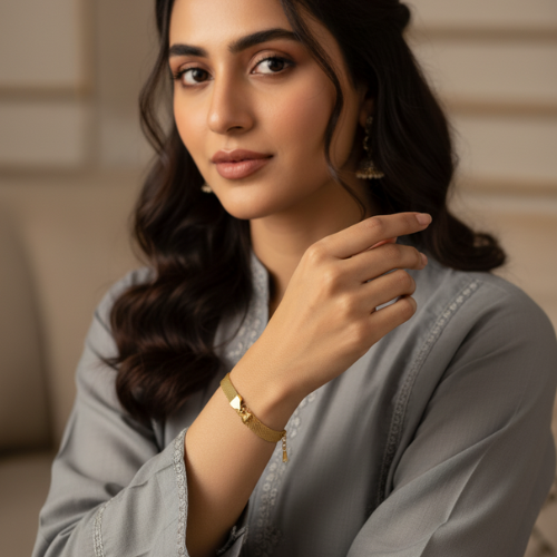 Modern Mesh Gold Bracelet