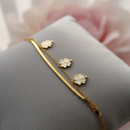Clover Charm Duo Bracelet