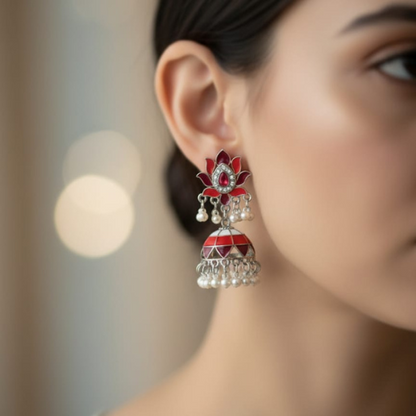 Lotus Bloom Jhumka Earrings