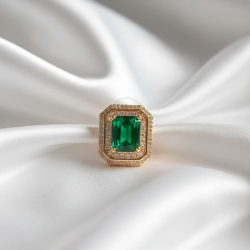 Emerald Halo Luxe Ear Studs