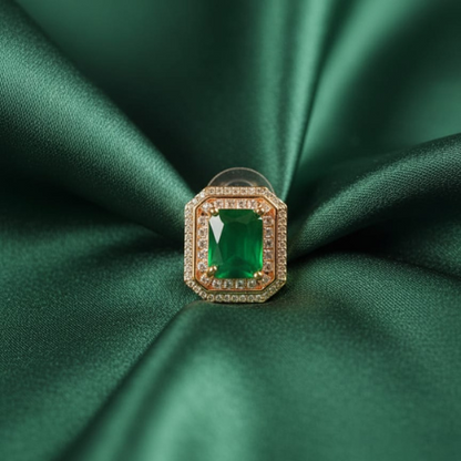 Emerald Halo Luxe Ear Studs