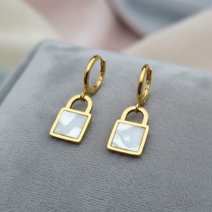 Pearl Lock Charm Earrings
