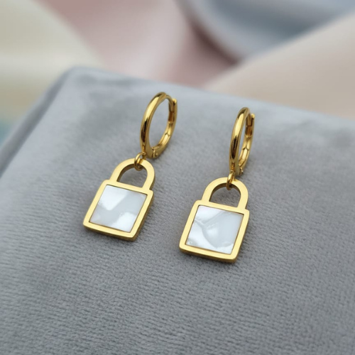Pearl Lock Charm Earrings