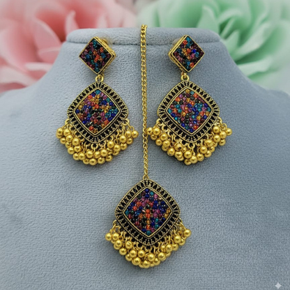 Royal Multicolor Jhumar & Earrings Set