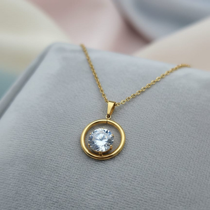 Elegant Solitaire Crystal Pendant Necklace