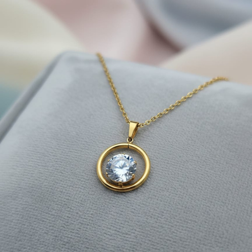 Elegant Solitaire Crystal Pendant Necklace