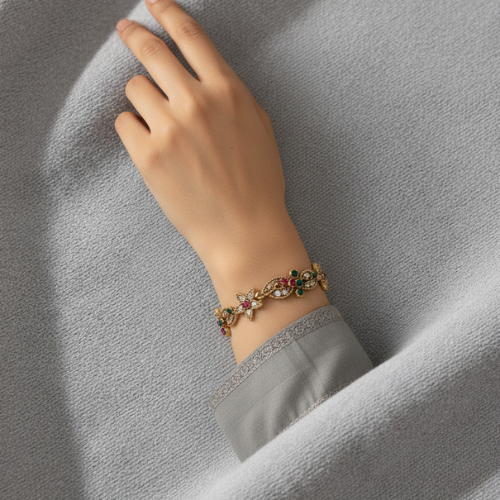 Heirloom Floral & Vine Kundan Link Bracelet